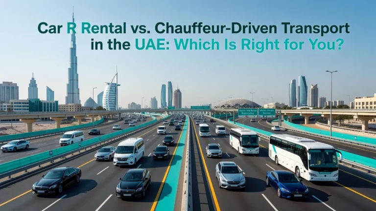 Professional header image for comparison analysis: Car Rental vs. Chauffeur-Driven Transport in the UAE: Whi...