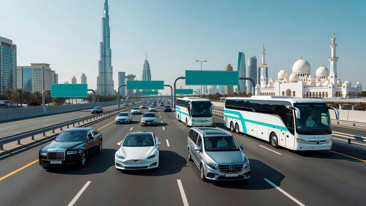 Professional header image for comparison analysis: Dubai to Abu Dhabi Transport: Every Option Compared