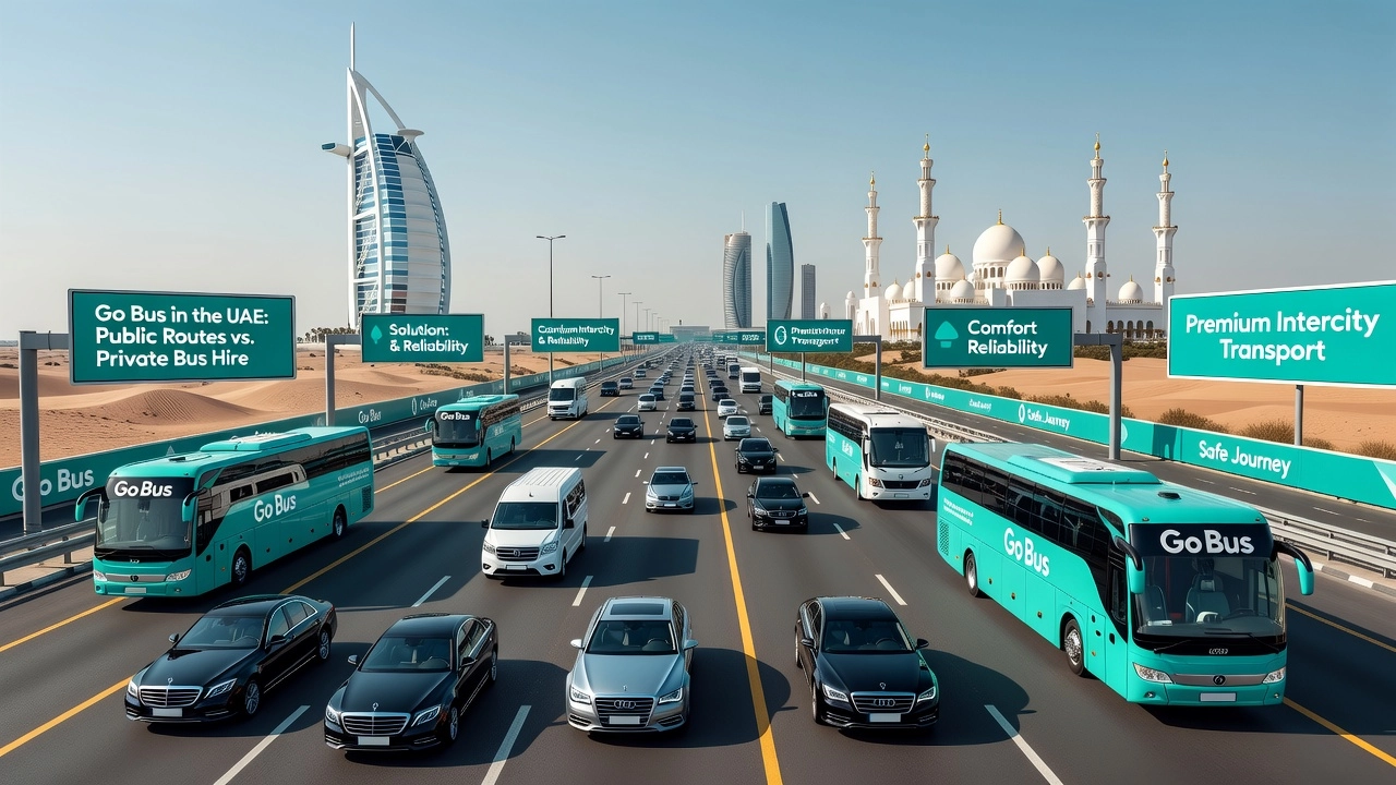 Professional header image for comparison analysis: Go Bus in the UAE: Public Routes vs. Private Bus Hire