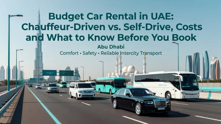Professional header image for comparison analysis: Budget Car Rental in UAE: Chauffeur-Driven vs. Self-Drive...