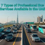 Professional header image for list-based article: 7 Types of Professional Bus Services Available in the UAE